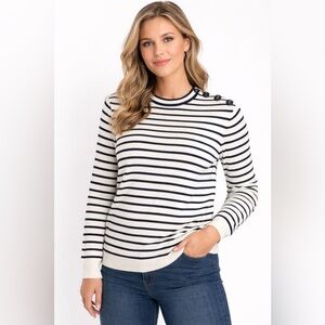 Petite Bateau striped crew neck sweater size large Parisian nautical preppy